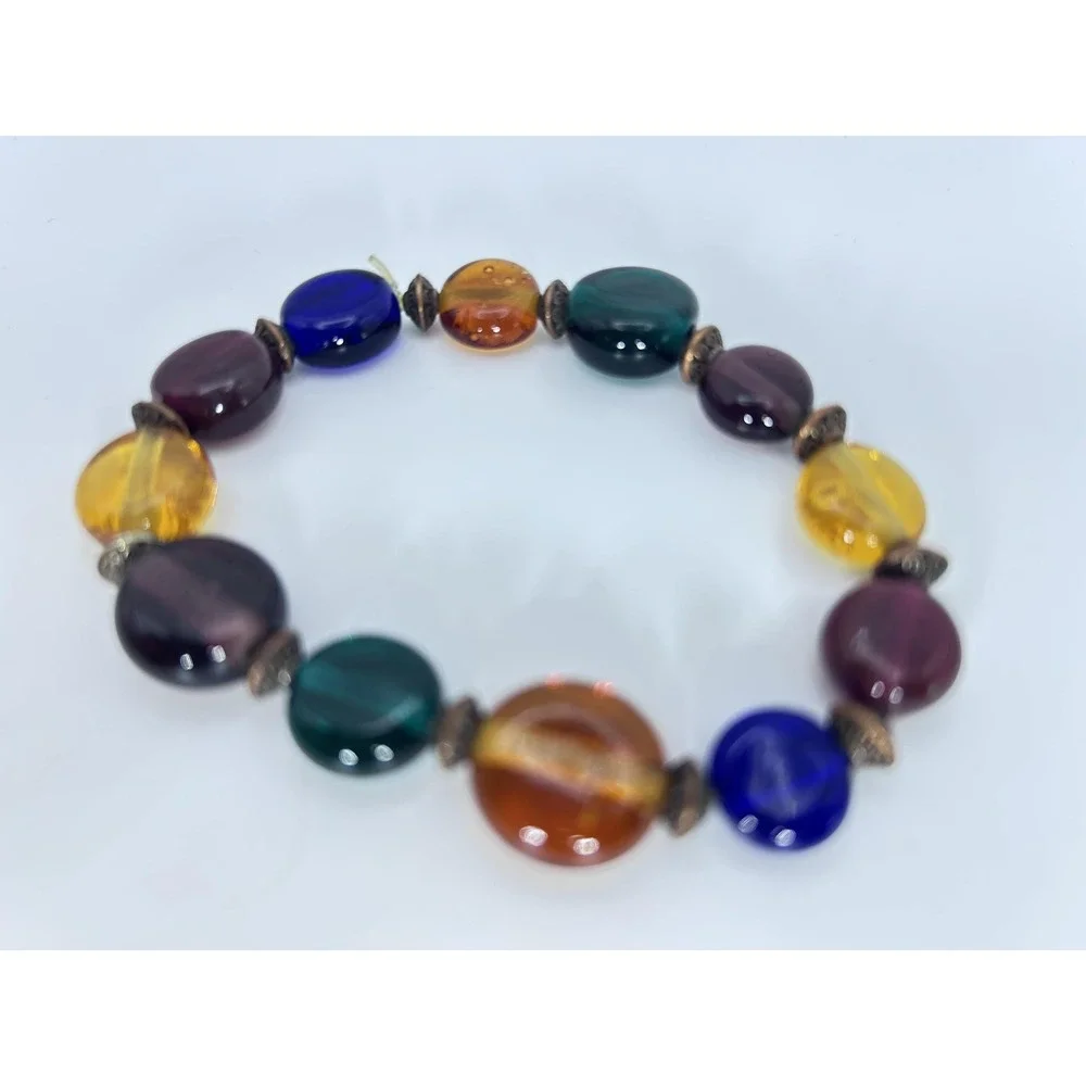 Handmade Lampwork Art Glass Bead Bracelet 7